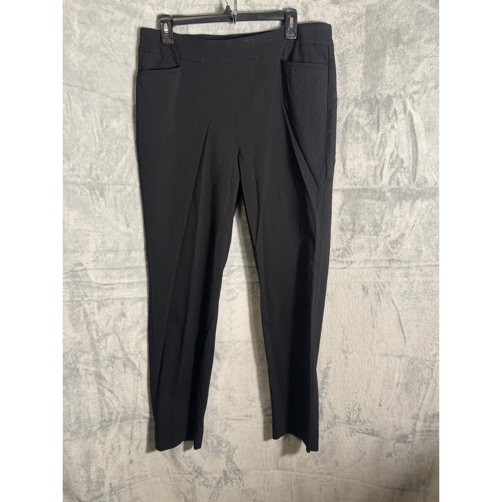 Chicos Black Pull‎ On Pants Womens Size 2R Straight Leg Stretch Comfort large